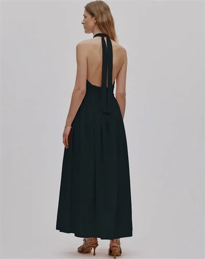 Rabens Saloner - Izette Poplin Halter Kjole - Black 